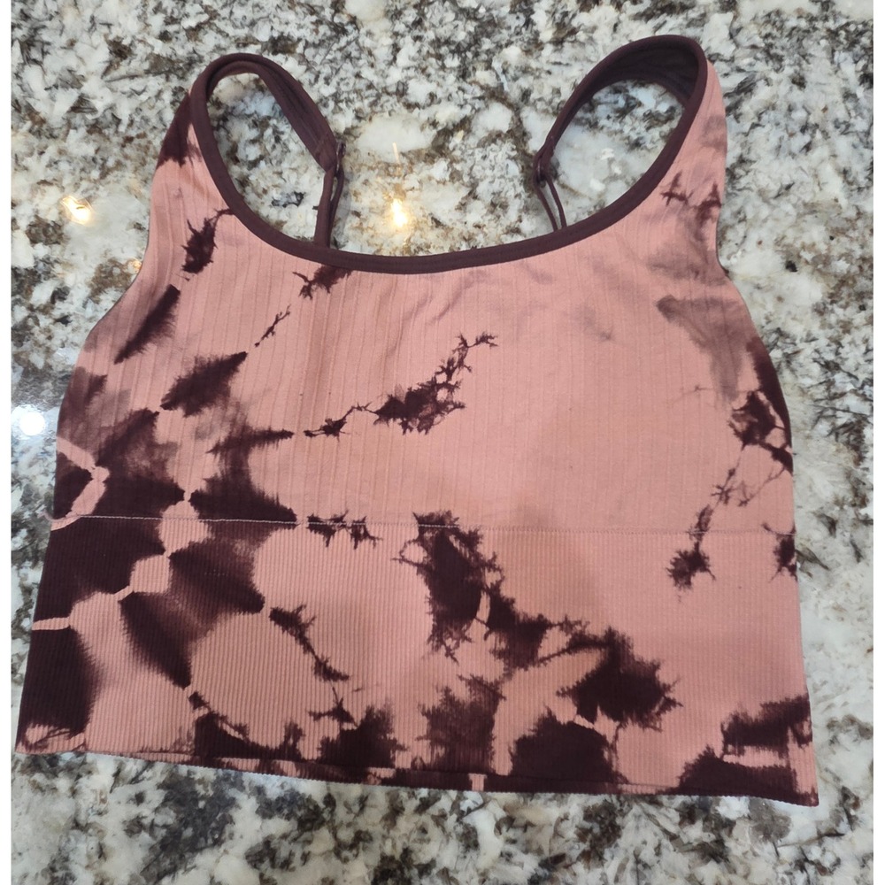 Victorias Secret PINK Active Ribbed Seamless Tie Dye Sports Bra Mauve Medium
